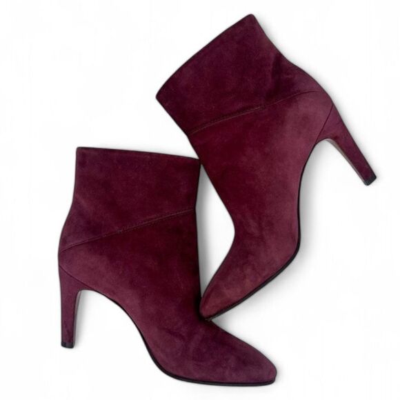Authentic VALENTINO GARAVANI Suede Burgundy V Logo Ankle Boots Size EU37 - Picture 6 of 12